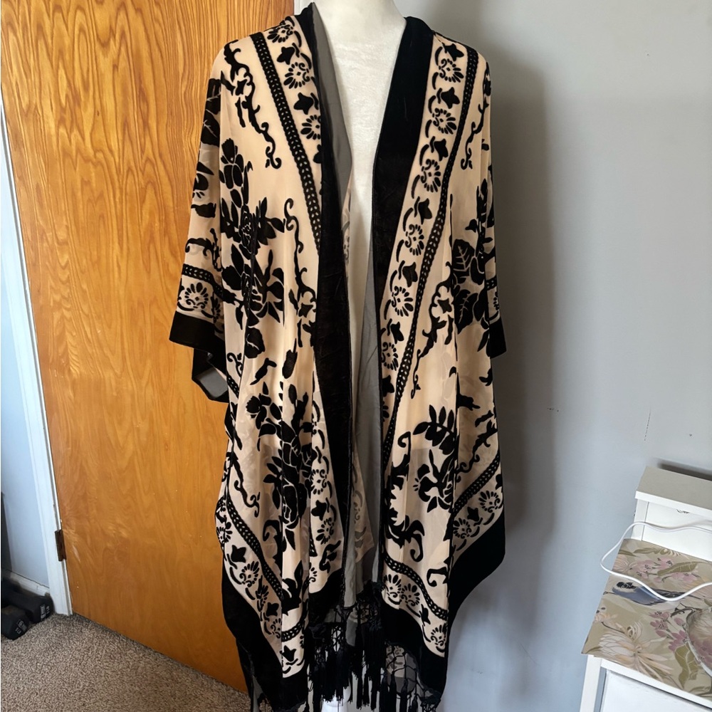 Free people Night Burntout Black  Kimono - Picture 8 of 10